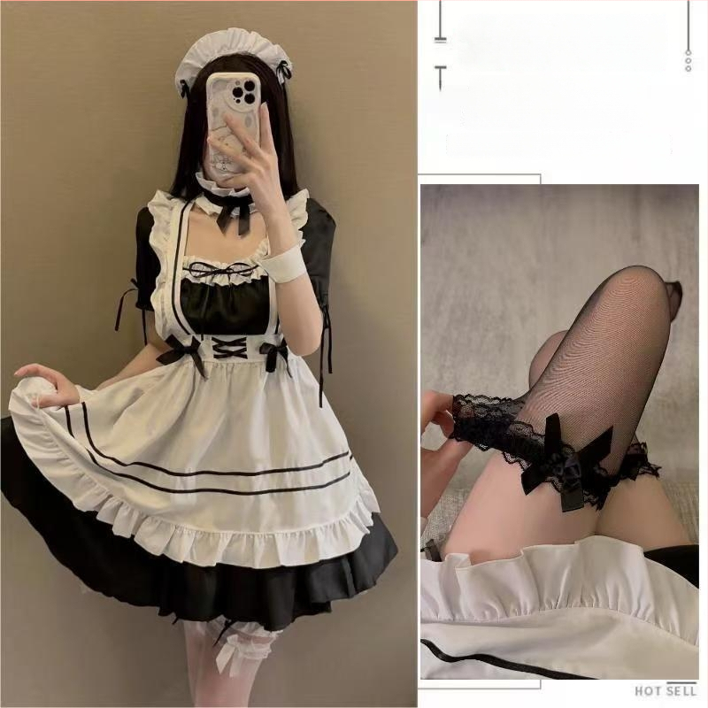 Cosplay šaty slúžky – japonský štýl, roztomilé Lolita školské šaty MR-202, polyester (80–90%), jar 2025, na anime role-playing