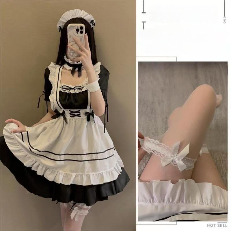 Cosplay šaty slúžky – japonský štýl, roztomilé Lolita školské šaty MR-202, polyester (80–90%), jar 2025, na anime role-playing