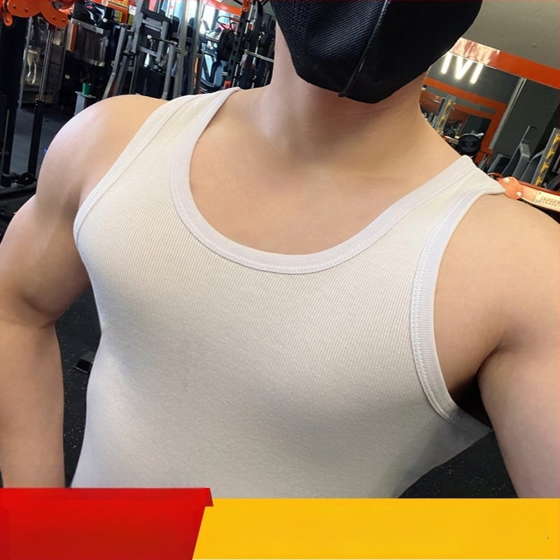 Pánske tielko z bavlny, okrúhly výstrih, hrubá látka 251–300 g/m², športový štýl, 100% bavlna