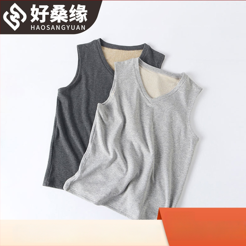 Θερμικό γιλέκο από Mulberry μετάξι, βουρτσισμένο μινιμαλιστικό στυλ, επένδυση φλίς, εφαρμοστό μοντέλο