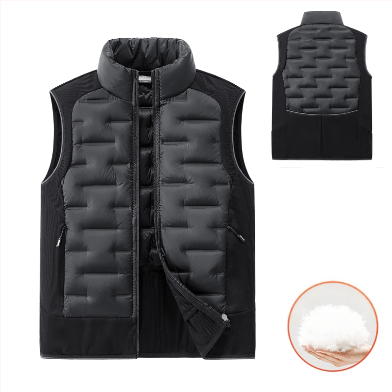 Mužská športová vesta z peria so stojacim golom – 86–90% perja, výplň <100 g, výplň: biele kačacie perie, hlavný materiál: nylon