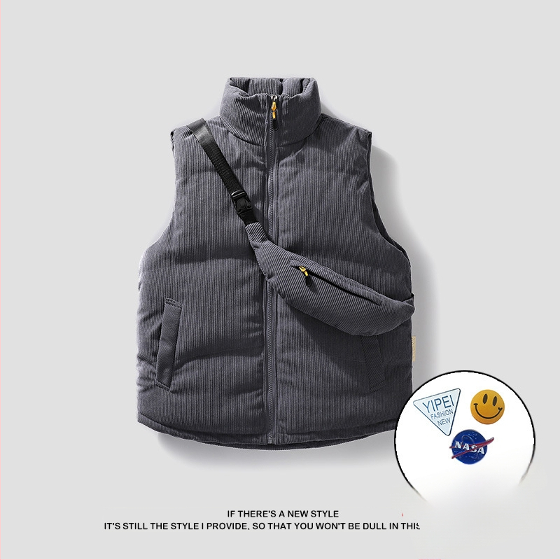 Pánske vesty z kordury so výplňou z imitácie hodvábu a bavlny, voľný strih, japonský štýl