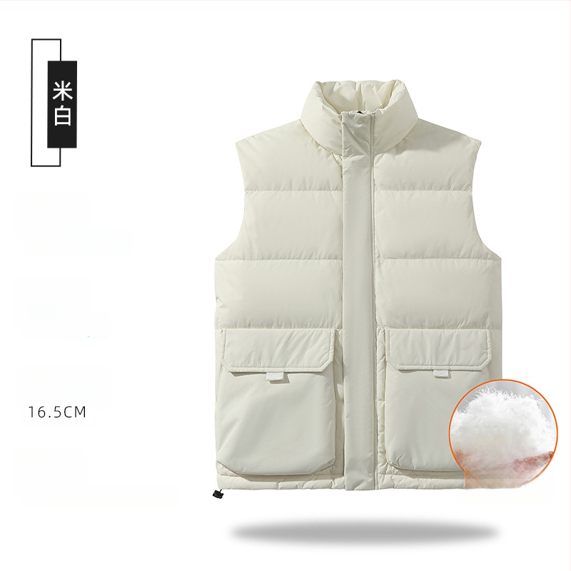 Hlboká vesta s výplňou husieho peria, stojací golier, zips, viac vreciek, zimné oblečenie