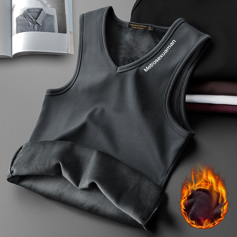 Pánska tielko vesta s fleecovou podšívkou, bavlna 40% – úzky strih, zima, bežné nosenie