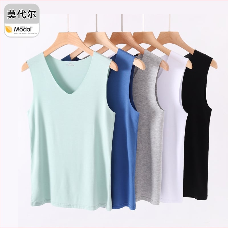 Pánske modal bezšvové tielko s širokými ramenami, okrúhly výstrih, stredná hrúbka 161–180 g/m², leto