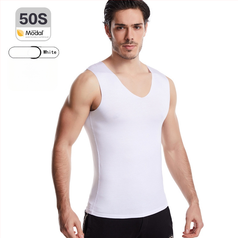 Pánske modal bezšvové tielko s širokými ramenami, okrúhly výstrih, stredná hrúbka 161–180 g/m², leto
