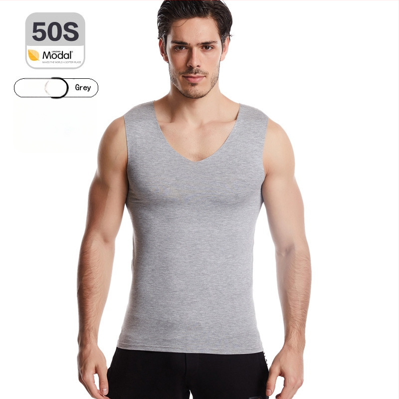 Pánske modal bezšvové tielko s širokými ramenami, okrúhly výstrih, stredná hrúbka 161–180 g/m², leto