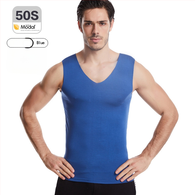 Pánske modal bezšvové tielko s širokými ramenami, okrúhly výstrih, stredná hrúbka 161–180 g/m², leto