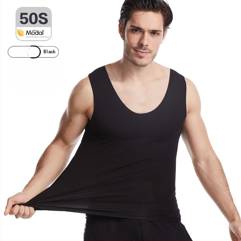 Pánske modal bezšvové tielko s širokými ramenami, okrúhly výstrih, stredná hrúbka 161–180 g/m², leto