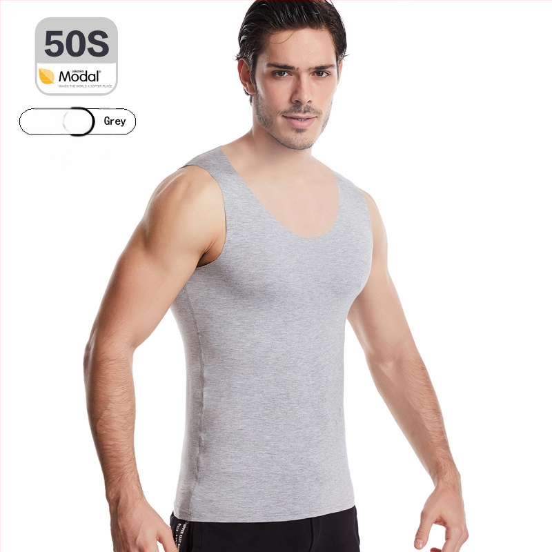 Pánske modal bezšvové tielko s širokými ramenami, okrúhly výstrih, stredná hrúbka 161–180 g/m², leto