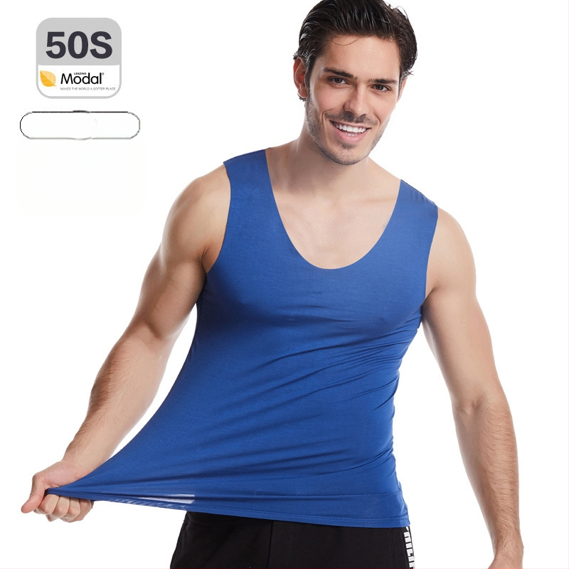 Pánske modal bezšvové tielko s širokými ramenami, okrúhly výstrih, stredná hrúbka 161–180 g/m², leto