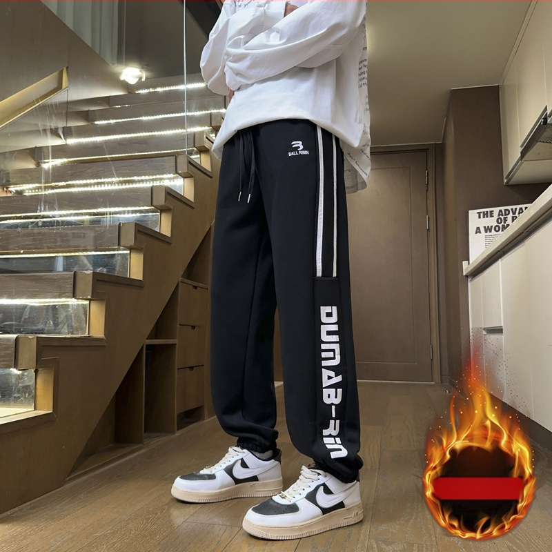 Bavlnené mladistvé rovné dlhé nohavice, stredná elasticita, stredný pás, jeseň