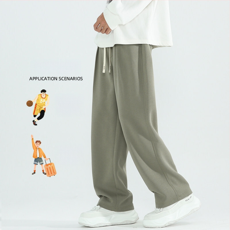 Pánske športovo voľnočasové nohavice, voľný strih, rovné nohavice, fleecová podšívka, bavlna, šnúrka na stiahnutie