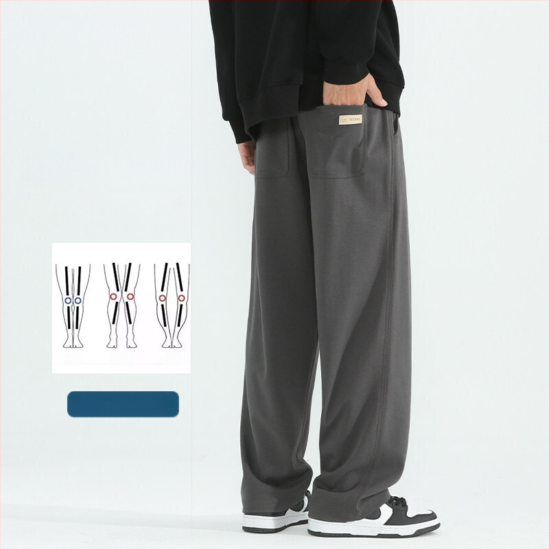 Pánske športovo voľnočasové nohavice, voľný strih, rovné nohavice, fleecová podšívka, bavlna, šnúrka na stiahnutie