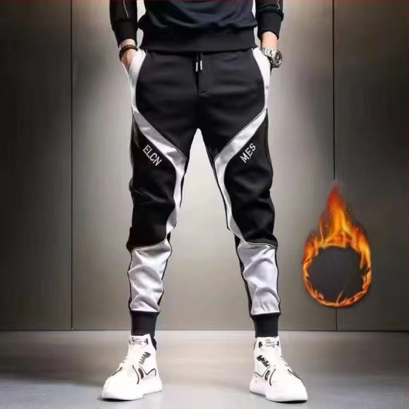 Pánske športové pracovné nohavice, voľného strihu, stredný pás, šnúrka na stiahnutie, polyesterová zmes