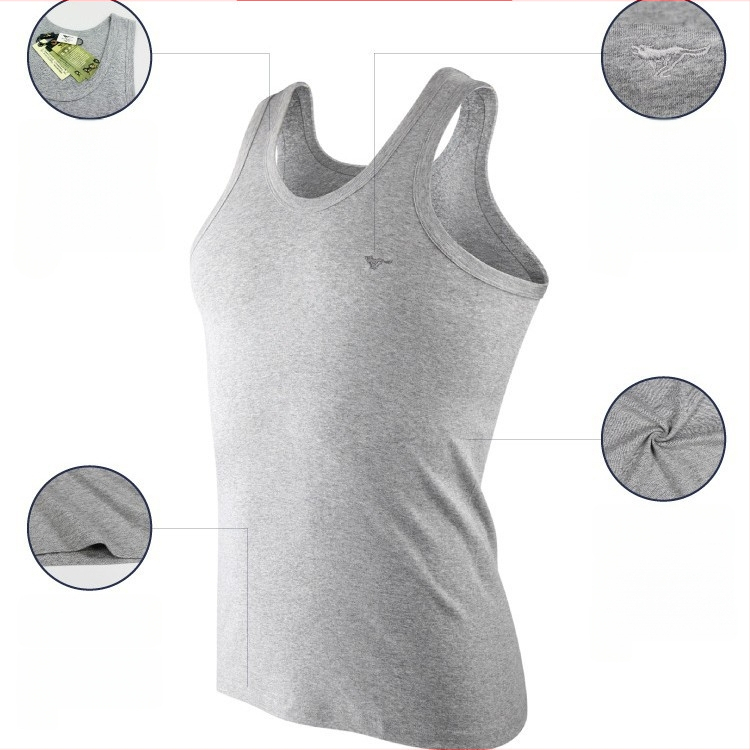 Мъжки потник от 100% памук, дишащ и удобен за спорт и ежедневно носене, ниска яка, средна плътност 141–160 г/м² (Septwolves; 100% памук; ниска яка; 141–160 г/м²; пролет 2024)