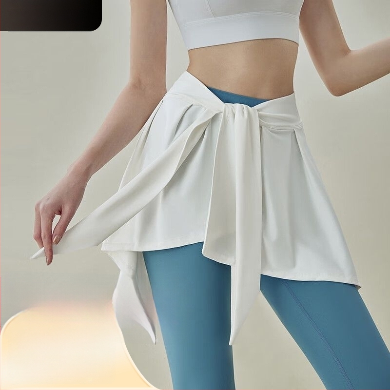 Jógová mini sukňa s A-liniou, pokrýva boky, jednofarebný vzor, chenille tkanina, elastan