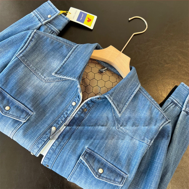 Ženska denim košulja s podstavom za toplinu, europski stil, uski kroj, za jesen i zimu