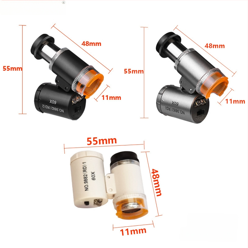 Chuda microscop portabil pentru bijuterii, 60x mărire, macro, reglabil