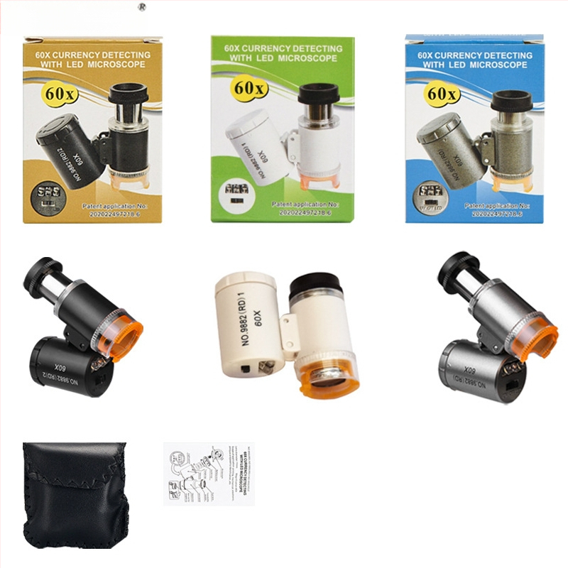 Chuda microscop portabil pentru bijuterii, 60x mărire, macro, reglabil