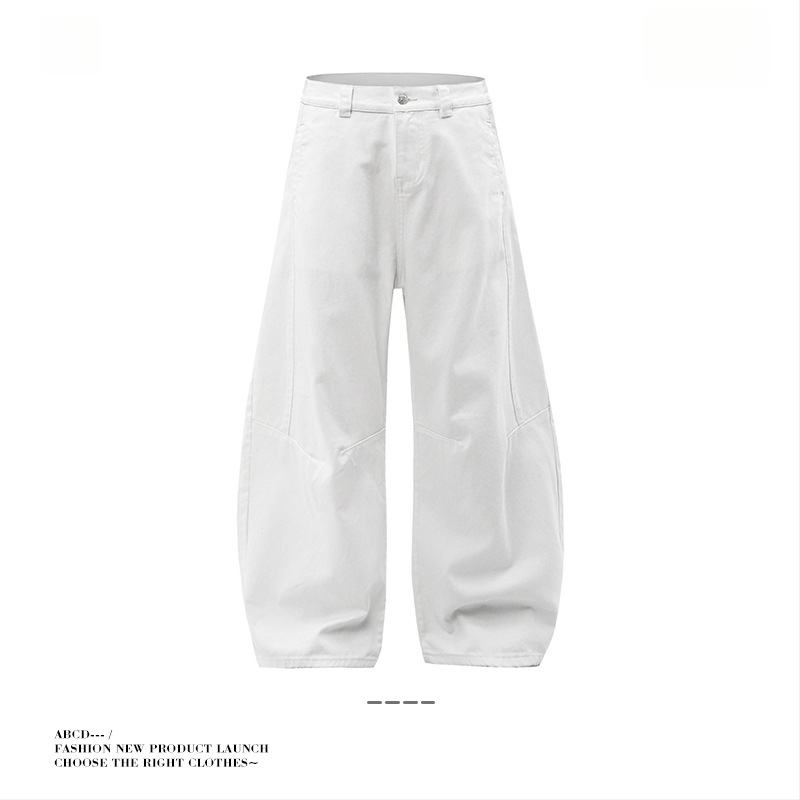 Džíny s voľným strihom, široké nohavice, stredný pás, 100% bavlna, kolážový dizajn, unisex