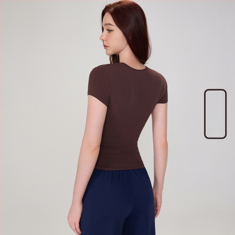 Dámske joga tričko - úzky strih, okrúhly výstrih, krátke rukávy, dĺžka po boky, Nylon 91%/Spandex 9% (150 g)