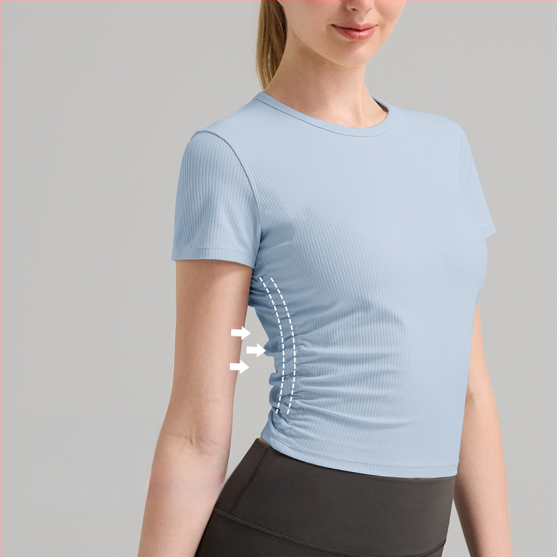 RUNA PULSE Γυναικεία T‑shirt γιόγκα - γρήγορο στέγνωμα, εφαρμογή στη μέση, κοντά μανίκια, μήκος στο ισχίο, κατάλληλο για τρέξιμο