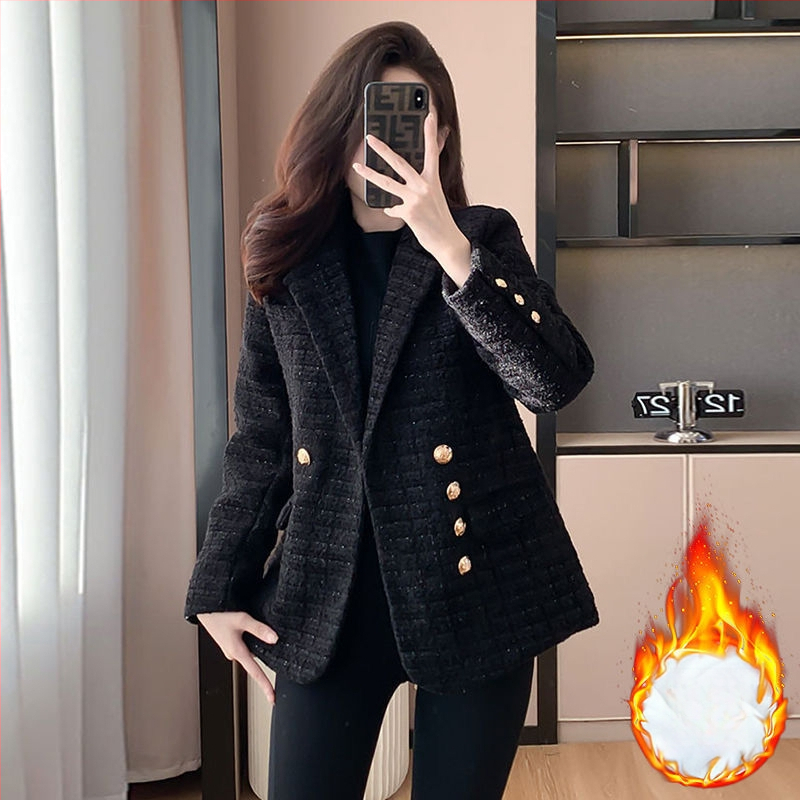 Dámske sako z polyesteru s farebnými blokmi, bez záhybov, kostýmový golier, s jedným radom gombíkov