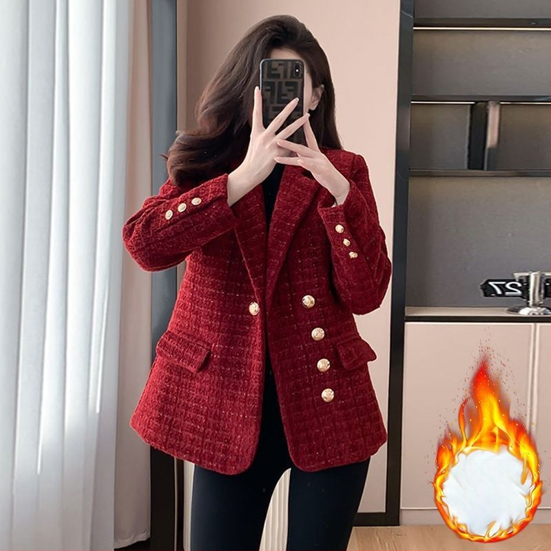 Dámske sako z polyesteru s farebnými blokmi, bez záhybov, kostýmový golier, s jedným radom gombíkov