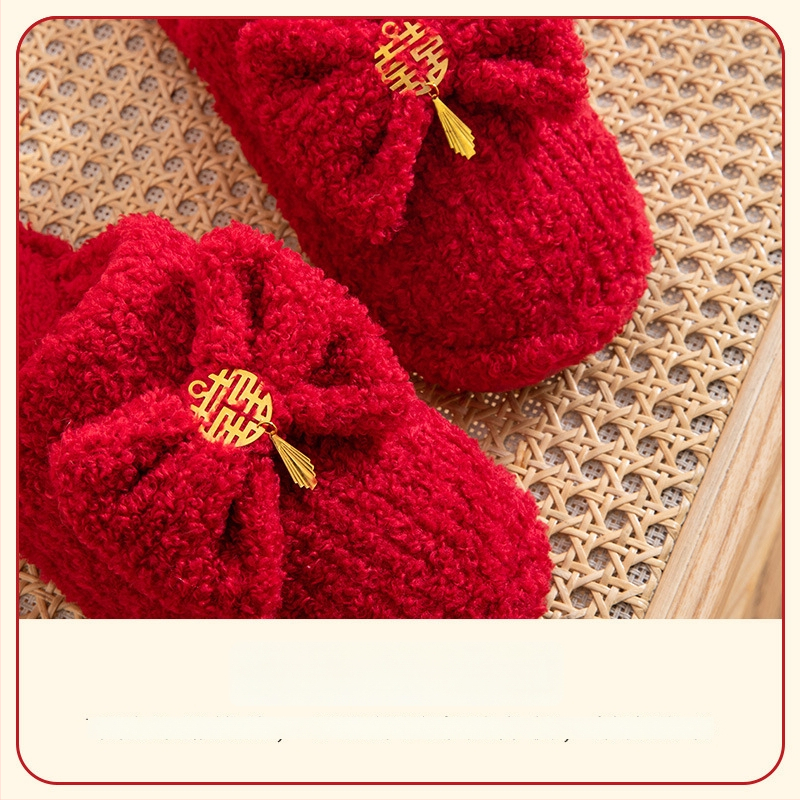 Svadobné Fly-Toe papuče pre páry, vrchnok z velúru, podrážka PVC, bežná hrúbka, vhodné pre zimu, jar a jeseň