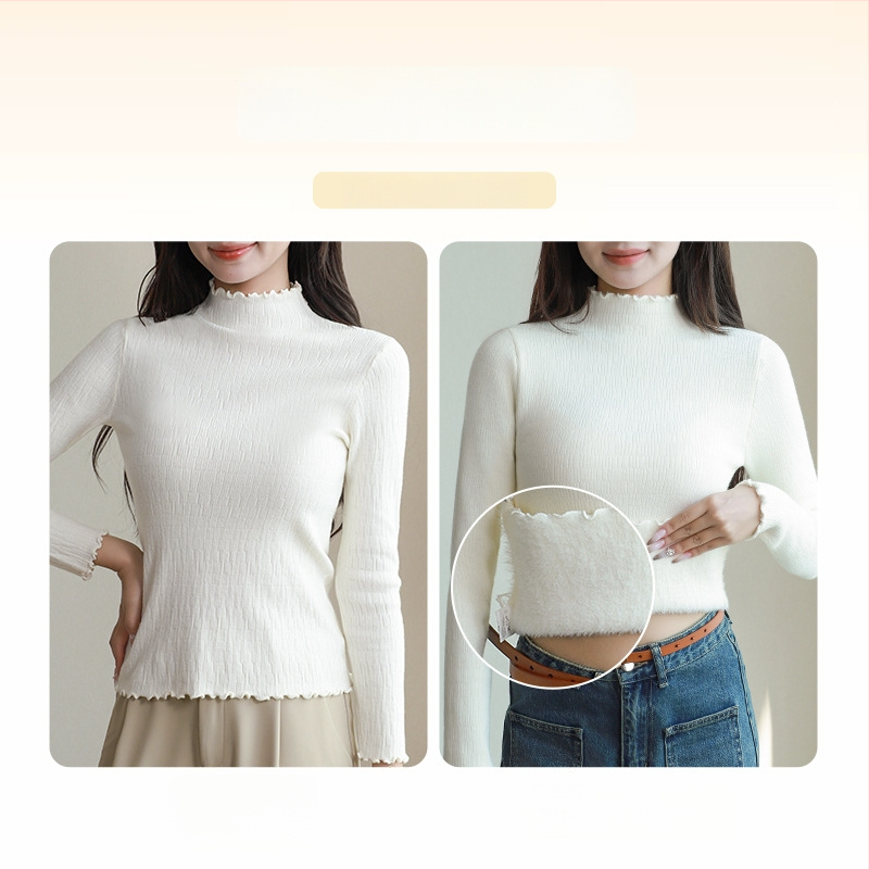 Naistele mõeldud poolkõrge kaelusega kampsun, pikad varrukad, paks fleece vooder, viskooskiud