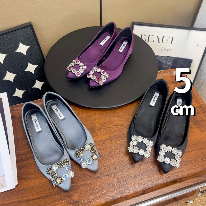 Dámske saténové topánky s ostrým nosom, 3–6 cm podpätok, gumová podrážka, Ultrafilm vložka