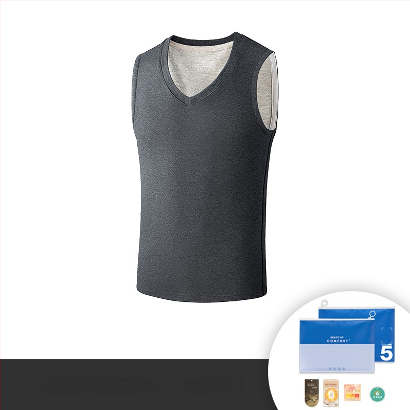 Pánska termálna vesta z viskózy, flísová podšívka, dvojitá vrstva, okrúhly výstrih, zamatový dotyk