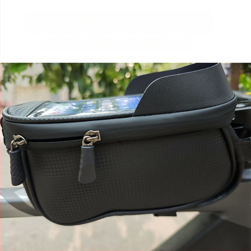 Taška na horný rám bicykla pre telefón – PU koža, vodeodolná, veľká kapacita, model GU-64