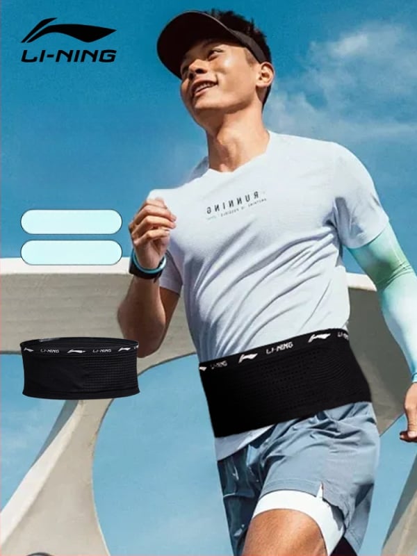 Bežecký bedrový pás – dýchateľný polyester, rozšíriteľný, suché/mokré rozdelenie; kód YBLU049-1; Li-Ning; unisex