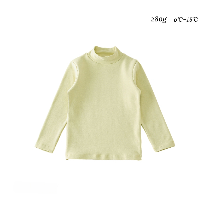 Detské základné tričko s dlhým rukávom, korejský štýl, 95% bavlna, brusená mäkká úprava, bez kapucne, jednobarevný vzor, na zimu jar jeseň