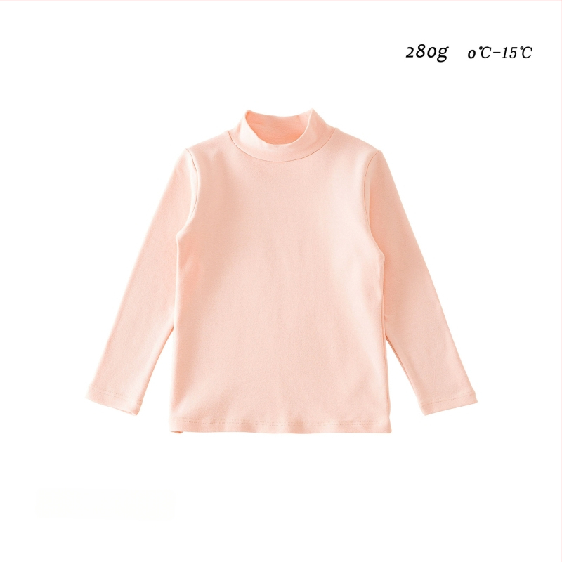 Detské základné tričko s dlhým rukávom, korejský štýl, 95% bavlna, brusená mäkká úprava, bez kapucne, jednobarevný vzor, na zimu jar jeseň