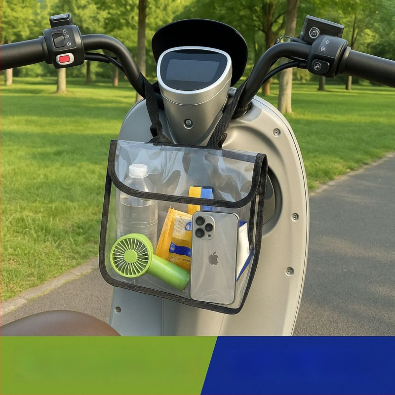 Kubovo tvarovaná nepremokavá visacia taška z PVC pre elektrické bicykle, predné vrecko na telefón a magnetické zapínanie