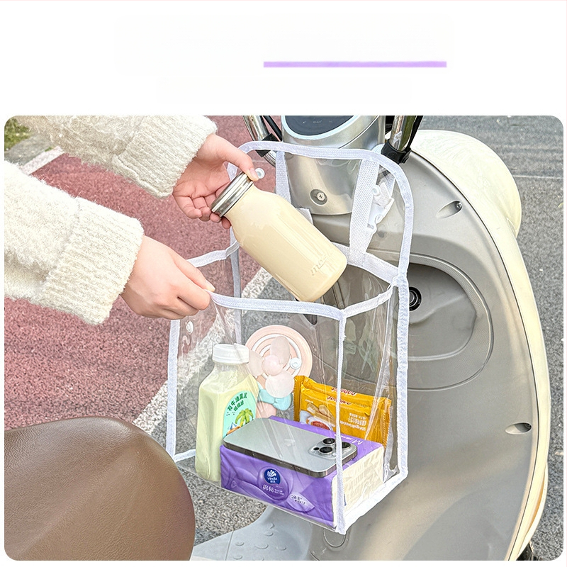 Kubovo tvarovaná nepremokavá visacia taška z PVC pre elektrické bicykle, predné vrecko na telefón a magnetické zapínanie