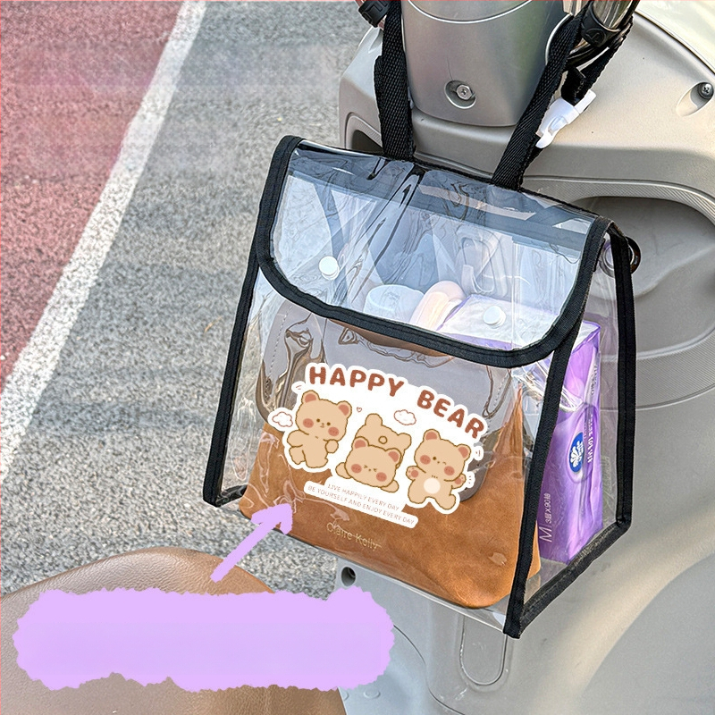 Kubovo tvarovaná nepremokavá visacia taška z PVC pre elektrické bicykle, predné vrecko na telefón a magnetické zapínanie