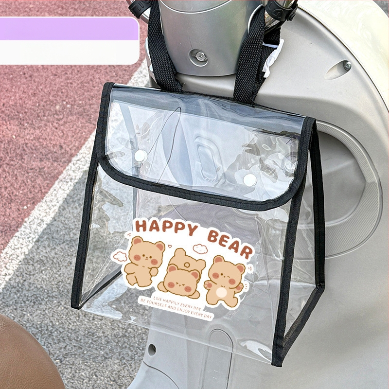 Kubovo tvarovaná nepremokavá visacia taška z PVC pre elektrické bicykle, predné vrecko na telefón a magnetické zapínanie