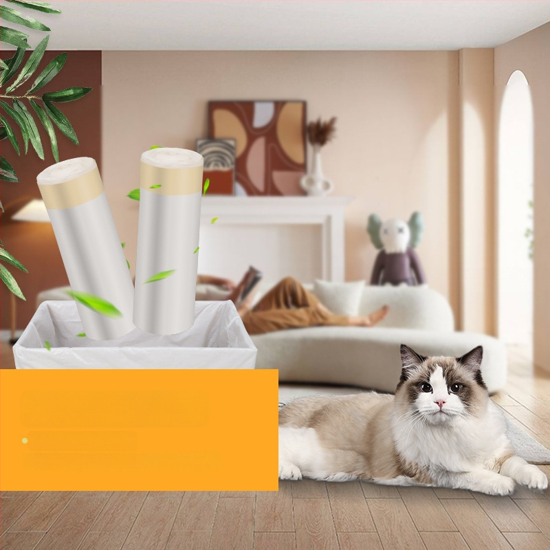 Mačací vrecko na toaletu, rolový typ, hrubý PE, so sťahovacím uzáverom