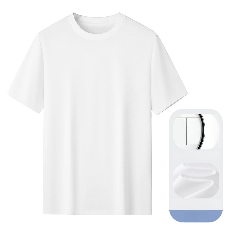 Amerigo tričko zo silk-cottonu, minimalistický priliehavý strih, kruhový výstrih, krátke rukávy, jednofarebné