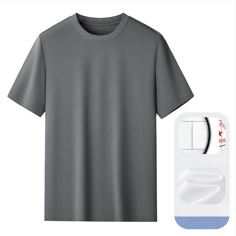 Amerigo tričko zo silk-cottonu, minimalistický priliehavý strih, kruhový výstrih, krátke rukávy, jednofarebné