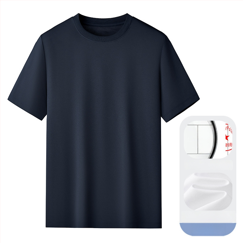 Amerigo tričko zo silk-cottonu, minimalistický priliehavý strih, kruhový výstrih, krátke rukávy, jednofarebné