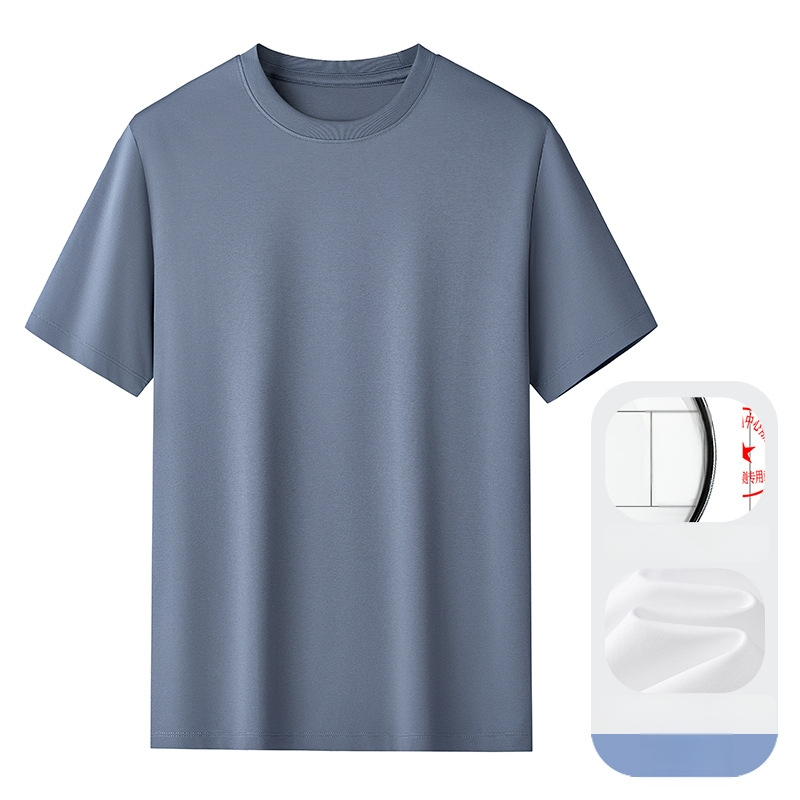 Amerigo tričko zo silk-cottonu, minimalistický priliehavý strih, kruhový výstrih, krátke rukávy, jednofarebné