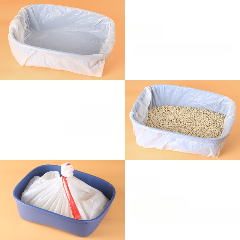 Jednorazové vrecká na mačací obsah do mačacej búdy, hrubý plast, typ kontinuálneho rolovania