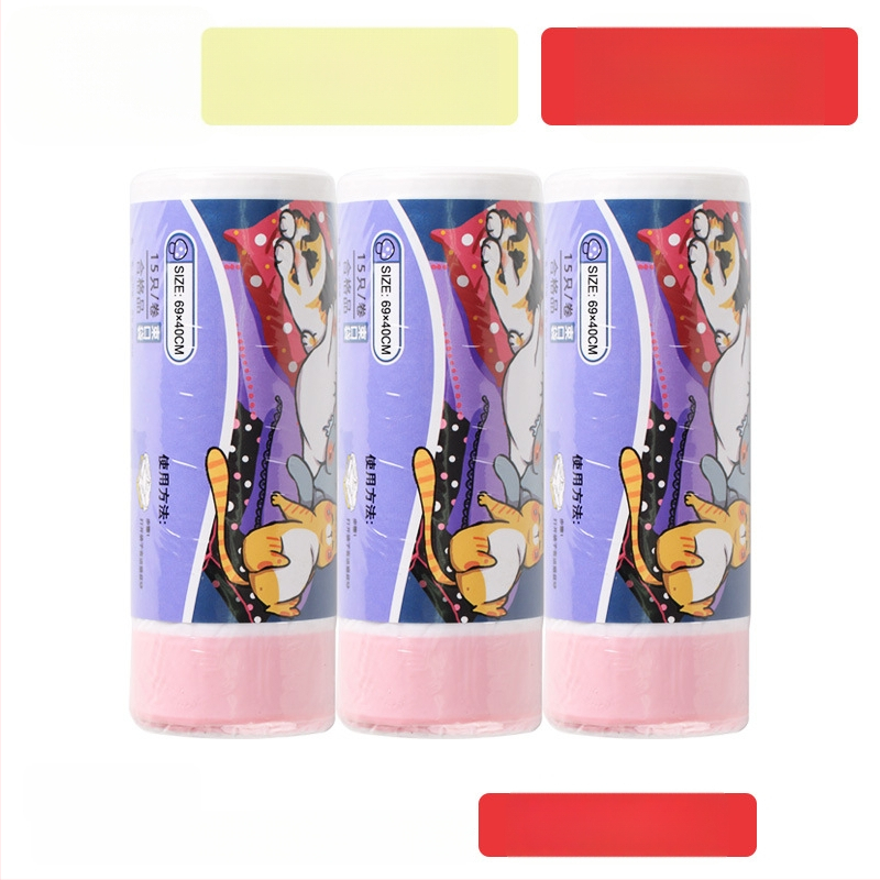 Jednorazové vrecká na mačací obsah do mačacej búdy, hrubý plast, typ kontinuálneho rolovania