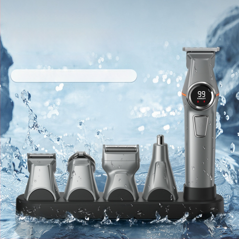 5-v-1 holiaci strojček na vlasy, dvojrýchlostný, plne umývateľný po tele, odnímateľné ostre, z nehrdzavejúcej ocele