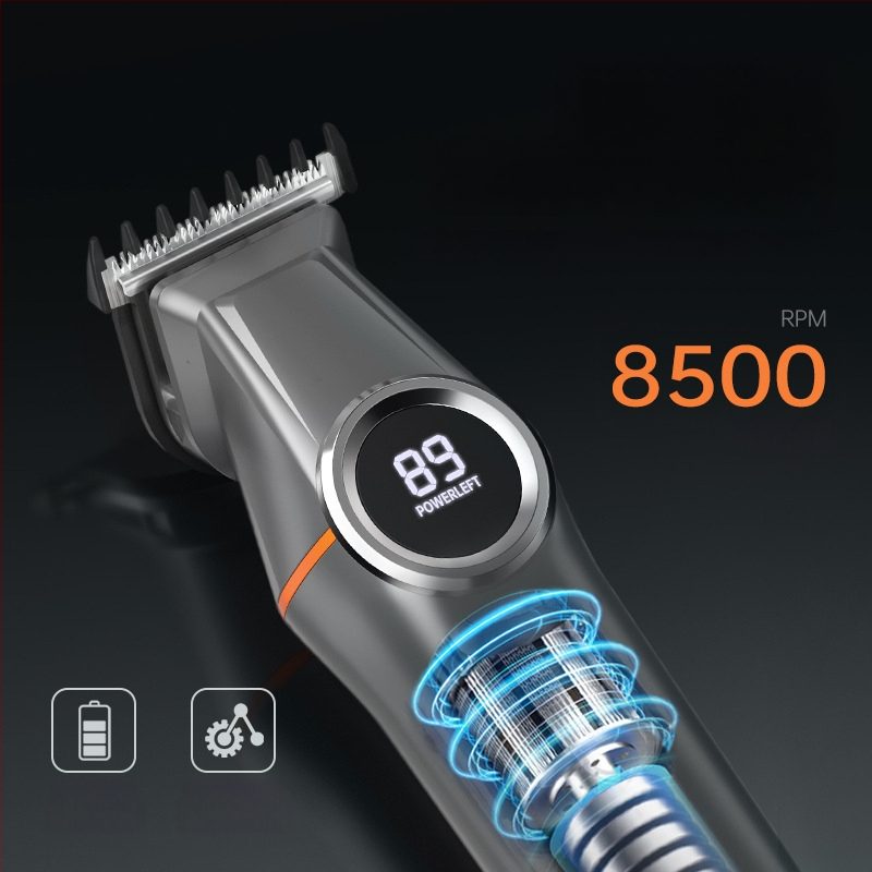 5-v-1 holiaci strojček na vlasy, dvojrýchlostný, plne umývateľný po tele, odnímateľné ostre, z nehrdzavejúcej ocele